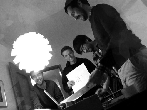 Hauke, the Kim Brown boys and Yanneck marveling at the freshly-cut Test Pressings.